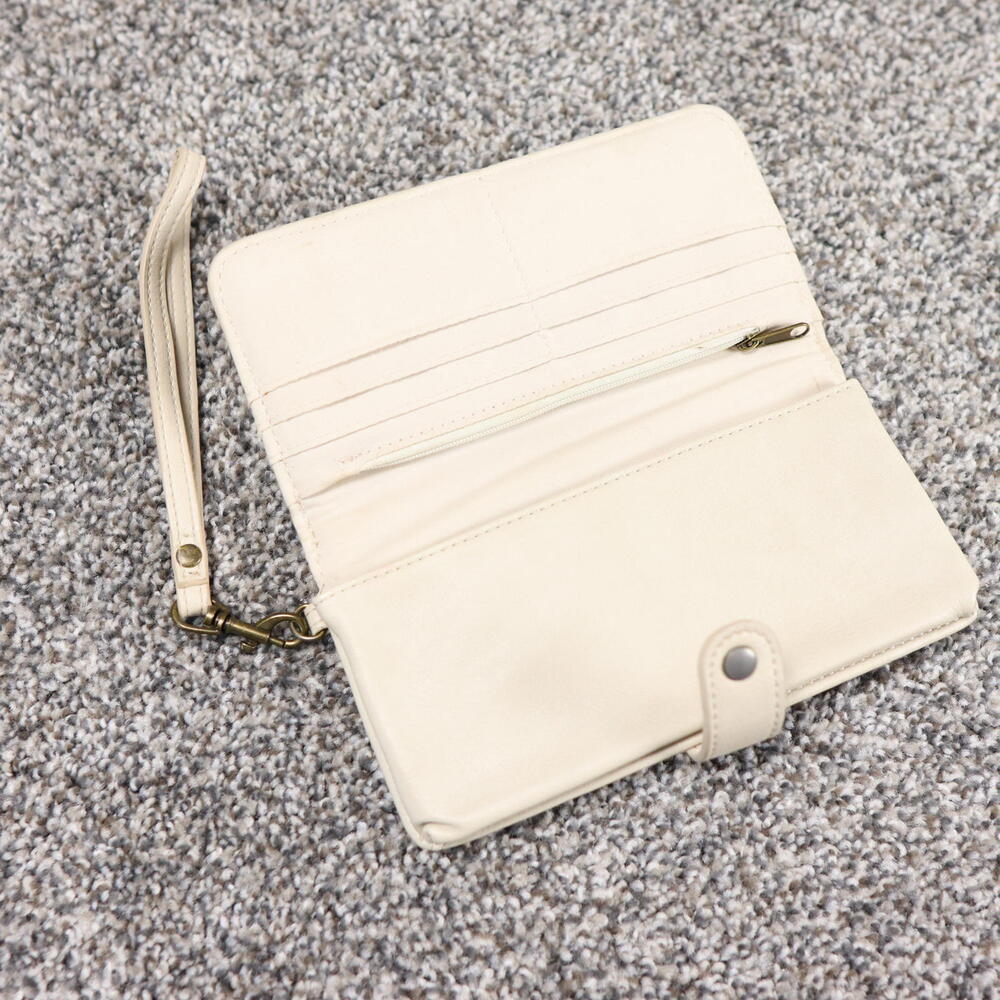 faux leather y2k wallet beige white wristlet wallet clutch - Picture 7 of 7
